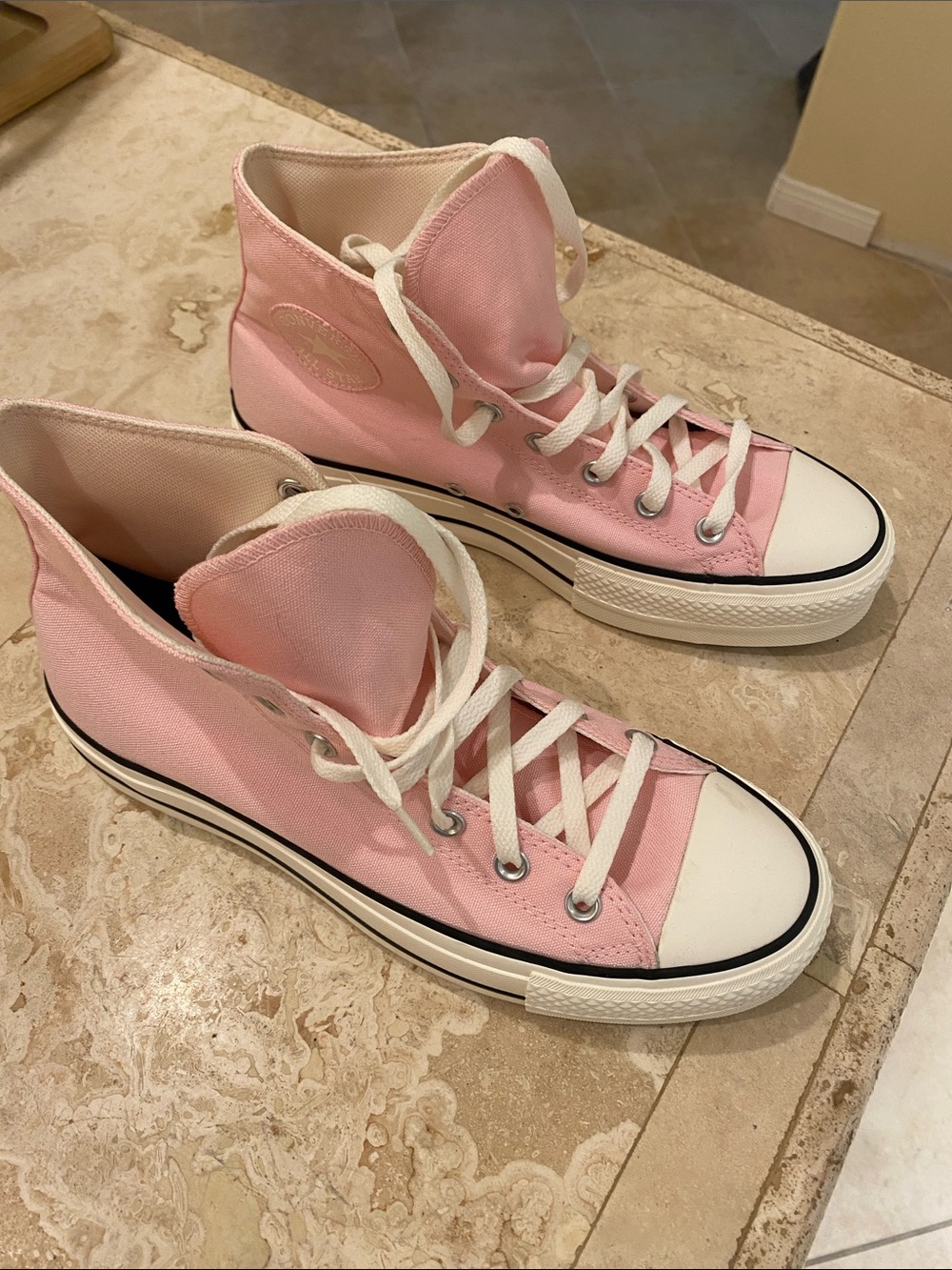 Converse Pink High-Top Canvas Sneakers with White Trim